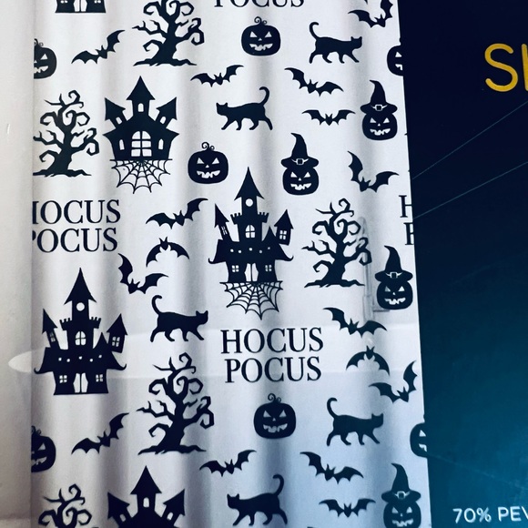 Halloween Hocus Pocus Haunted Peva Shower Curtain with Metal Grommets Cats - Picture 4 of 6